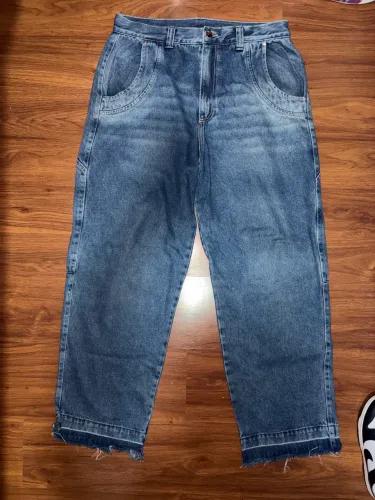 Calça Jeans Mad Enlatados Curvilinea Desgaste Claro