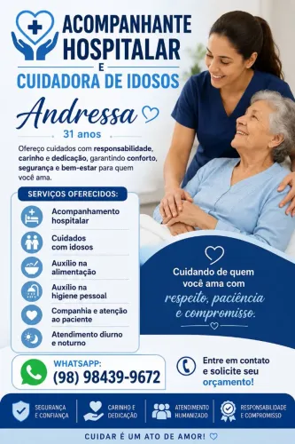 Acompanhante hospitalar e cuidadora de idosos 