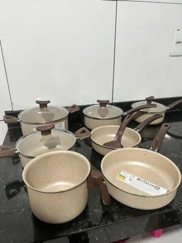 Conjunto de Panelas D'Itália Prime de 10 Peças Antiaderente.