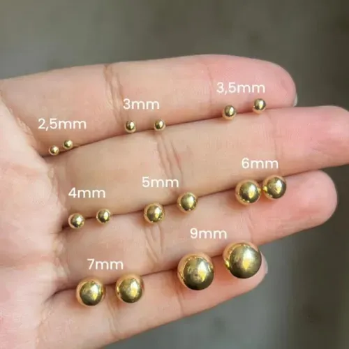 Brincos Bola 5 mm Ouro 18 Kilates