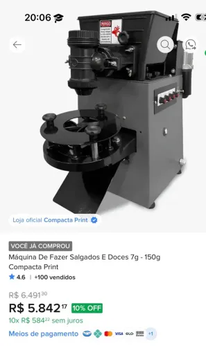 Máquina de fazer salgados compacta print pop4.0