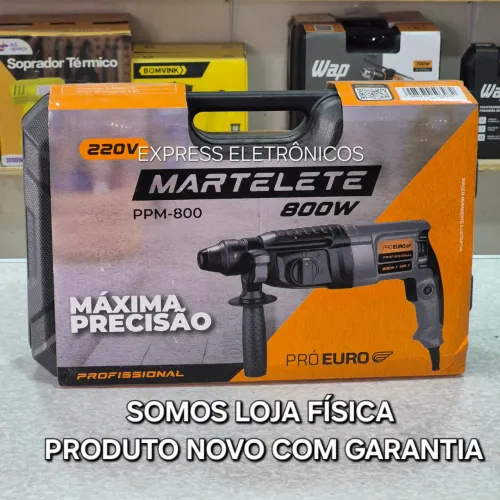 MARTELETE ROMPEDOR PERFURADOR PRO-EURO COMPLETO BROCAS PONTEIRAS MALETA REFORÇADA NOVO