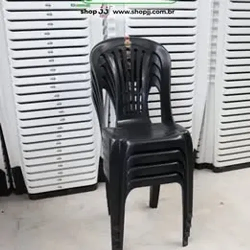 kit 4 Cadeiras de plástico preta 182kg