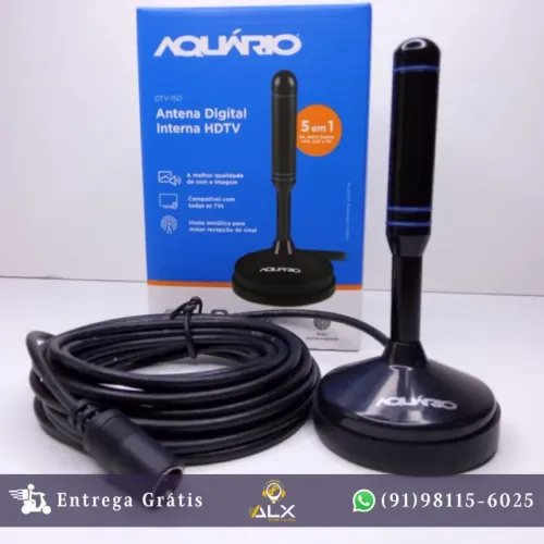 Antena Digital Hdtv 5 Em 1 Aquário Vhf/uhf/fm/hdtv/4k Interno/Externo *ENTREGA GRÁTIS*