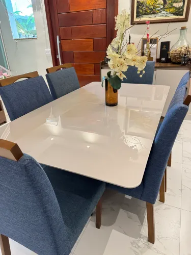 Mesa de Jantar 1,60m com 6 Cadeiras - Madeira Maciça | Excelente Estado