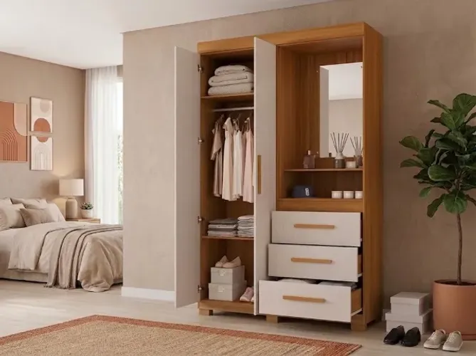 Guarda Roupa Solteiro NT 6020 Notável com Espelho - Frete Grátis