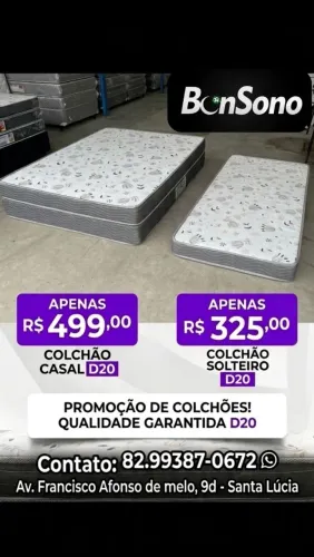 Colchão solteiro e casal D20, Bonsono pronta entrega 