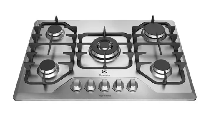 Cooktop 5 Bocas Electrolux a Gás Inox com Tripla Chama e Grades Ferro Fundido (GF75X) - Bi