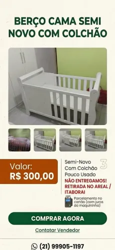 Berço cama com Colchão seminovo