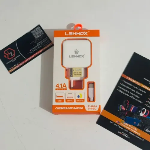 Carregador Rápido 4.1A - 2 Entradas USB + cabo Tipo-C