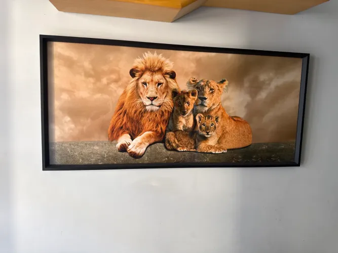 Quadro leão vidro