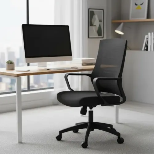 Cadeira Presidente Tela Osaka Preta Ergonômica Premium 30062