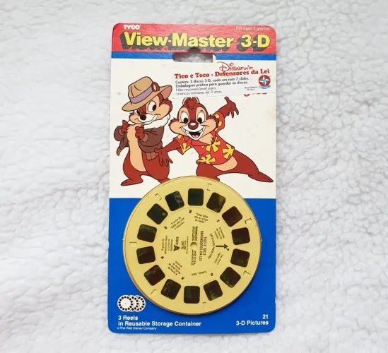 Cartela lacrada com discos para View Master 3D da Estrela dos anos 90 Tico e Teco