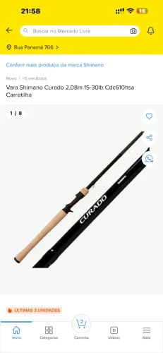 Vara Shimano curado inteiriça semi nova 