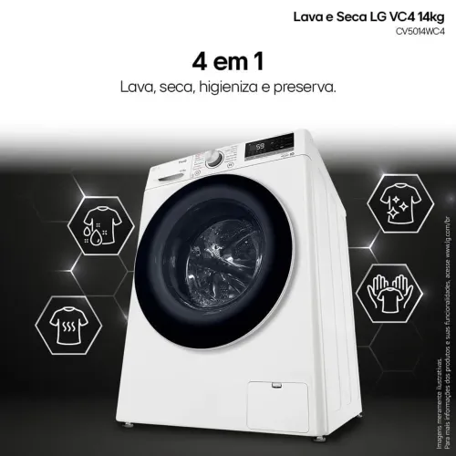 Lava e Seca LG Com Wi-Fi Smart VC4 14kg Inteligência Artificial 220v