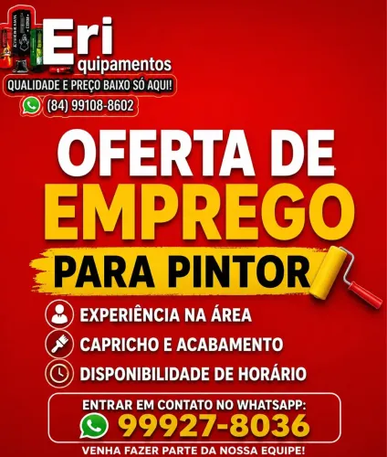 Emprego pra pintor, mais informações entrar em contato via WhatsApp