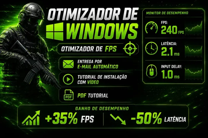 Otimizador de WINDOWS +FPS MELHOR DESEMPENHO envio imediato