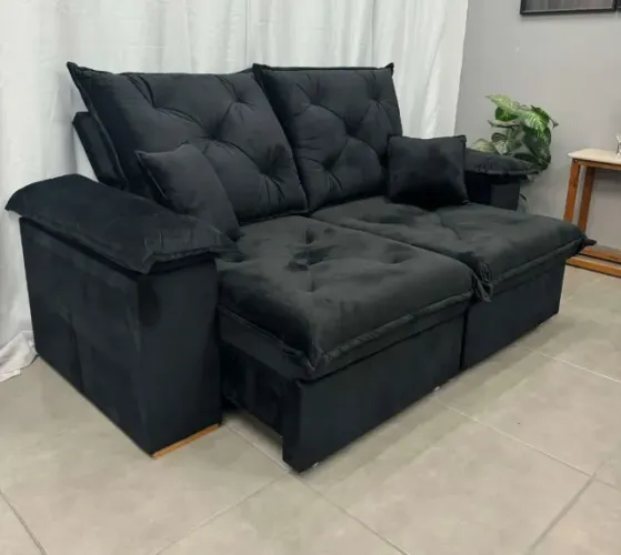 Sofá Porto Madero 3 Lugares Retrátil e Reclinável 200cm Tecido Veludo Imperial Decor