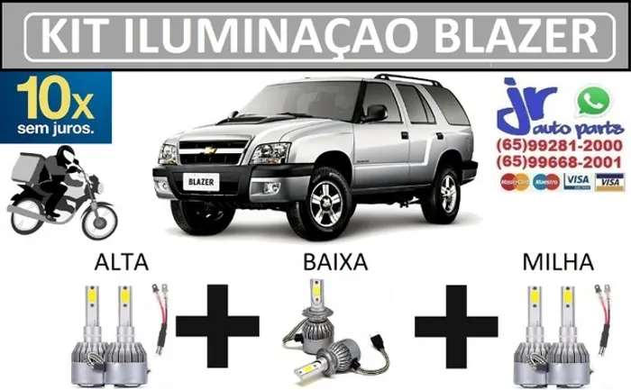 Kit Lampada Ultra LED (Alta/Baixa/Milha) Blazer 6000K 12V 24V