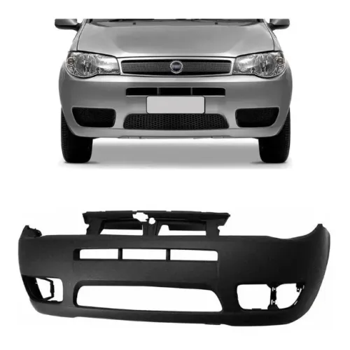 Parachoque Fiat Palio 2004 à 2007 - Furo Farol Auxiliar - Preto Liso - DTS