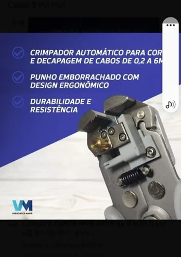 Alicate Decapador Cortador Crimpador Fios Cabos 8 Pol Prof