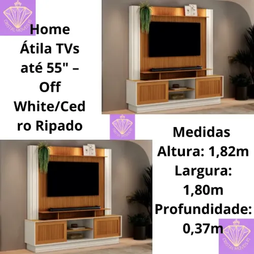 Home Átila TVs até 55? - Off White/Cedro Ripado LD