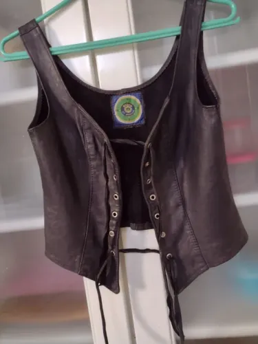 Colete corselet em couro antílope veste 36 até 40 
