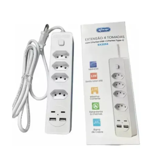 Régua Extensão 4 Tomadas Knup BX2204