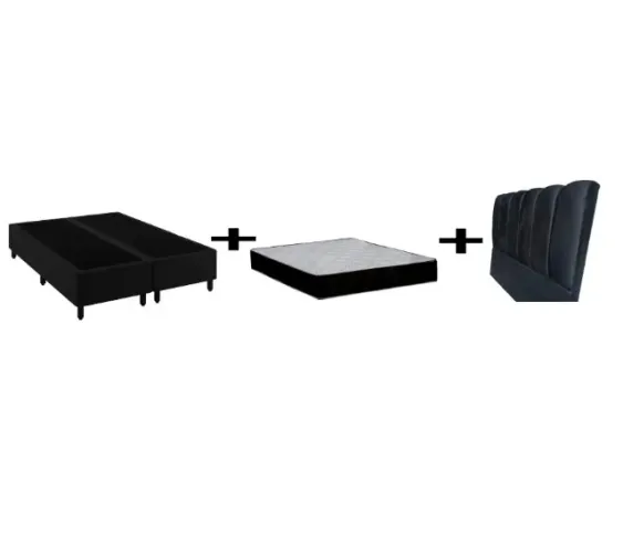  Conjunto Base Bipartido Casal + Colchão Molas Bonnel 20cm + Cabeceira