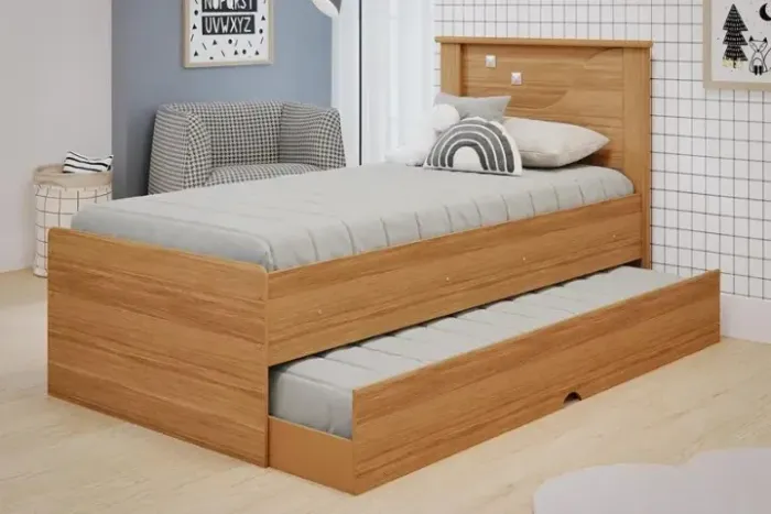 Cama Solteiro Bibox Bianca Cimol fabricado em mdf com pintura uv.