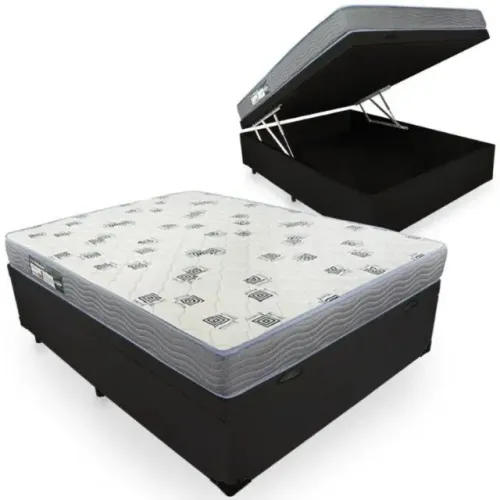 Colchão Casal Light D33 + Base Box Baú - Ortobom e Biostar
