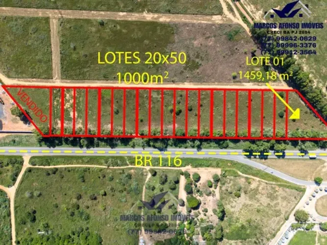Lotes com 1.000m² na BR-116, em frente ao Haras Residence, Vitória da Conquista.