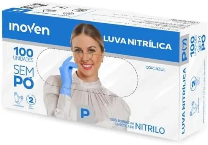 Luva Nitrílica cor Azul - Peq, Med e Gr. R$ 23,90