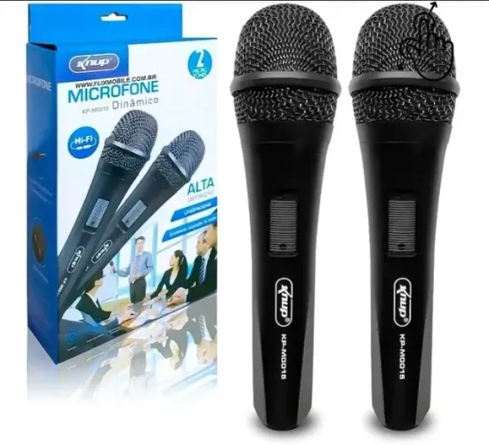 Microfone com fio 2 na caixa