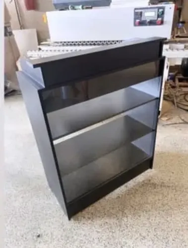 BALCÃO CAIXA VITRINE PRETO MDF