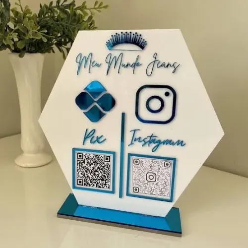 Placa Personalizada - QR Code, Pix, Redes Sociais e Muito Mais!