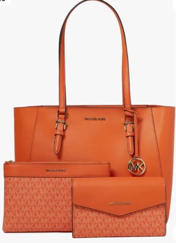 Conjunto Bolsa Michael Kors Original Laranja Charlote Tote 3 em 1 sem marca de uso. 