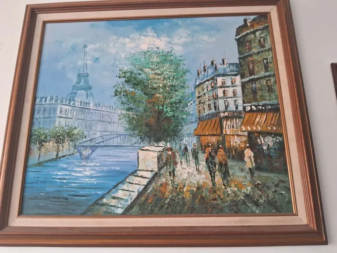 Belíssimo Quadro Torre Eiffel- Paris- pintado a óleo 