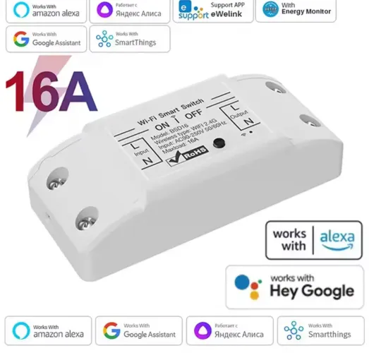 Smart Switch Wi-Fi 16A - Compatível com Alexa e Google sonoff interruptor 