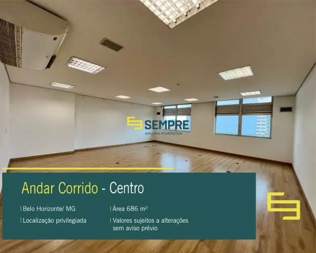 Andar corporativo para locação no centro de Belo Horizonte - Ed. Bravo BH
