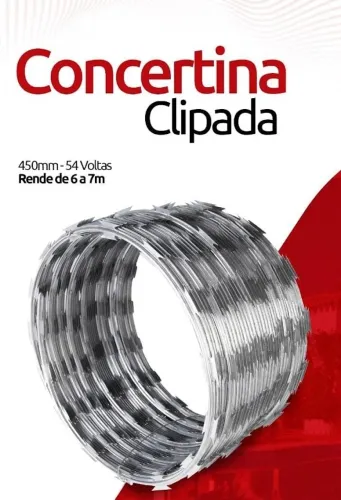 Rolo de concertina dupla clipada 45 cm - stica 7 metros