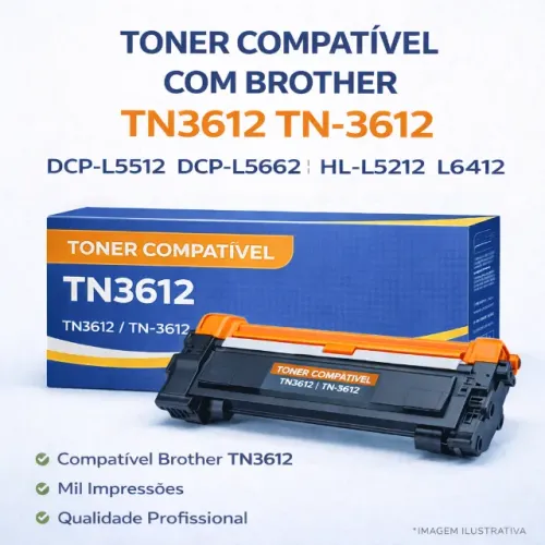 Toner Compatível com Brother TN3612 TN-3612 | DCP-L5512 DCP-L5662 HL-L5212 L6412