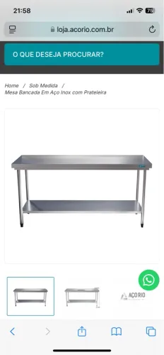 Mesa de trabalho em inox