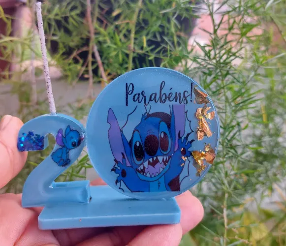 Vela Aniversário mini topo de resina