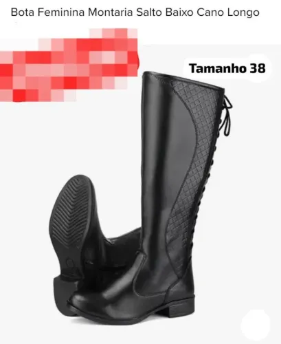 Bota Feminina Montaria Salto Baixo Cano Longo - 38