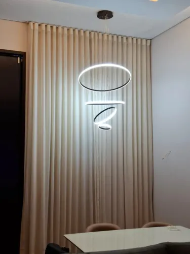 Cortina longa com prega wave de linho alto padrão de qualidade dupla com forro