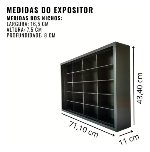 Quadro Expositor 20 Nichos - Compatível Com Carrinhos até 1:43