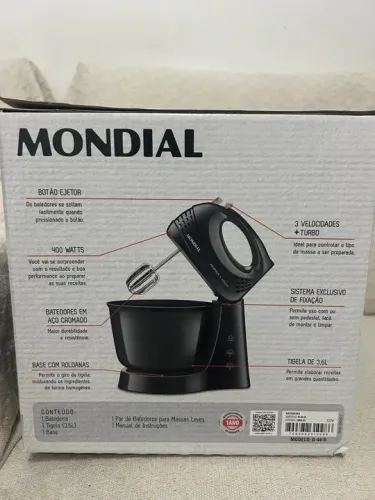 Batedeira Mondial 400W 3 Velocidades + Turbo 3,6L - Nova