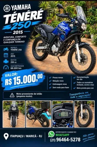 Vendo Ténéré 250CC Ano 2015