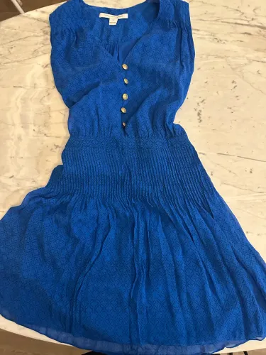 vestido diane von furstenberg azul 100% seda
